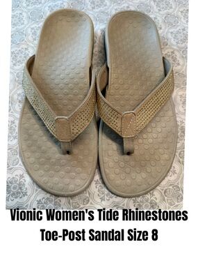 Vionic Women's Tide Rhinestones Toe-Post Sandal Size 8